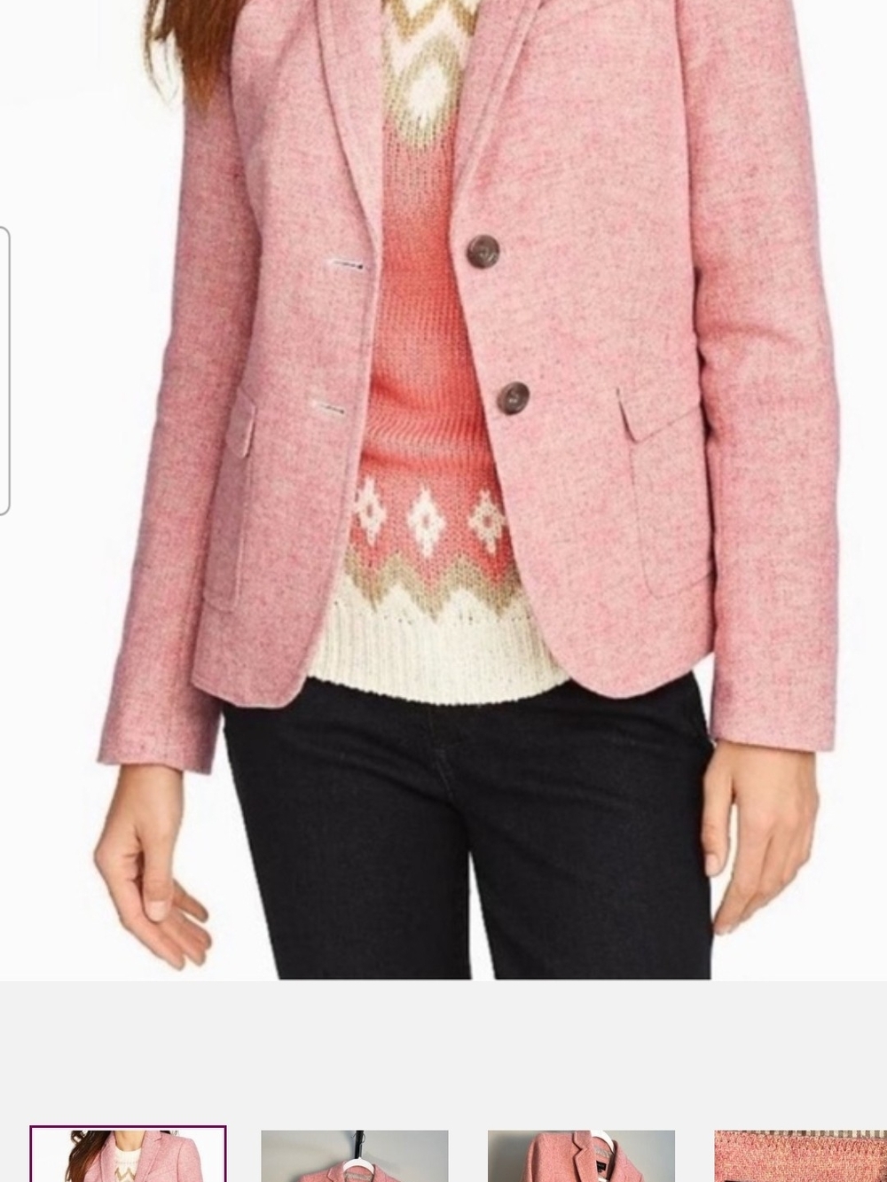 Talbots Shetland Wool Blazer in a pink heathered houndstooth size 4 petite